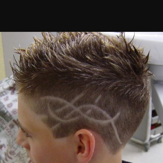 Kid's spiky cut with freestyle shaved design